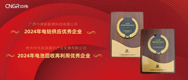 Z6尊龙时凯股份荣获Mysteel2024“电钴供给优良企业”与“电池回收再利用优良企业”